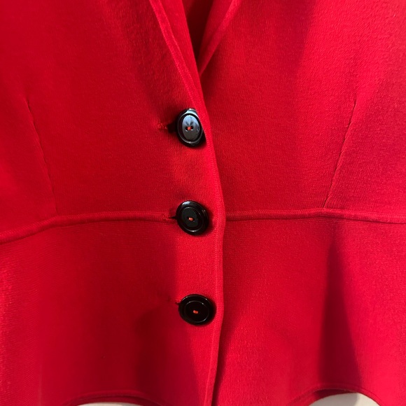 JONES NY 3 button red cardigan rolled collar peplum hem - Picture 3 of 7